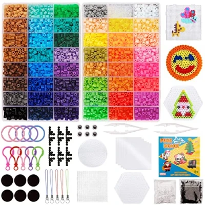 Imagen de AMAYGA 9600 Cuentas para Planchar, 5 mm de Hierro Fusibles 48 Colores Beads Kit Completo con Papel Plantilla, DIY Manualidad Fiesta ​Cumpleaños Niños