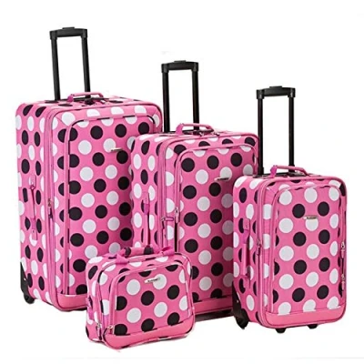Imagen de Rockland Escape Juego de Equipaje Vertical (4 Piezas), Rosado con Puntos, 4 Piece Set (14/19/24/28), Softside Piezas