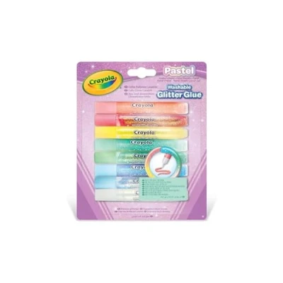 Imagen de CRAYOLA pastel Pegamentos con purpurina lavables, caja 8 pegamentos, para manualidades en la escuela y el tiempo libre, colores variados