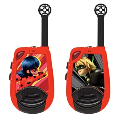 Imagen de Lexibook, Miraculous Ladybug Cat Noir, Walkie Talkies Digitales para niños, 2 km de Alcance transmisión, función luz Morse, Clip el cinturón Transporte, Funciona con Pilas, Rojo, TW25MI