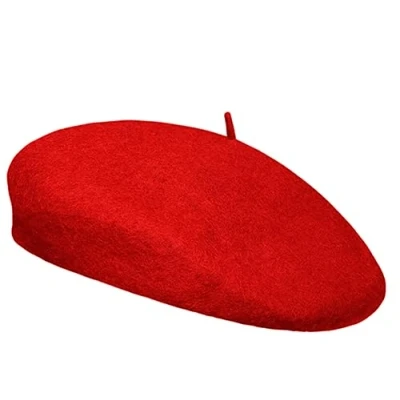 Imagen de Boina Francesa,Boinas Negras de Mujer Gorro Lana Cálido Invierno Otoño Unisex para Niñas Mujeres（Rojo）