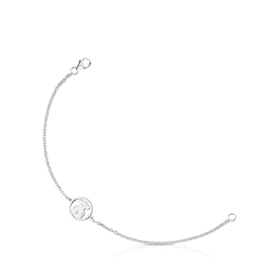 Imagen de TOUS Pulsera de Plata Primera Ley para Mujer con Motivo Oso, 17,5 cm Largo, Atemporal y Clásica, Colección Camille