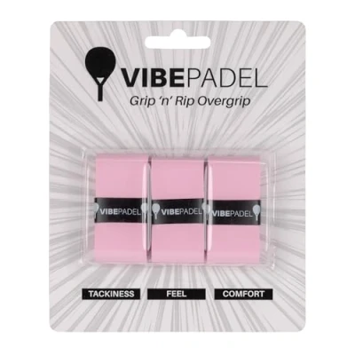 Imagen de VIBEPADEL Grip &#039;n&#039; Rip Overgrip de pádel antideslizante para palas pádel, pickleball, squash, bádminton, paquete 3, varios colores (paquete rosa) Accesorio ideal raqueta y