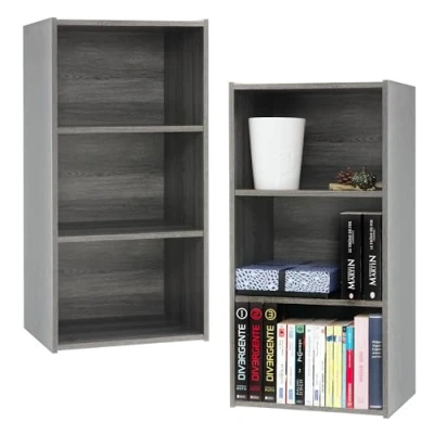 Imagen de Iris Ohyama, Mueble de almacenamiento, Lote 2 estantes madera con puertas, Diseño, Modular, Oficina, Dormitorio, Salón MDB 3 Roble Gris