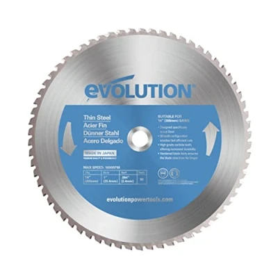 Imagen de Evolution hoja de sierra 355 mm (T355TCT 90CS) para cortar acero fino: la metal con punta carburo no genera calor, rebabas ni chispas