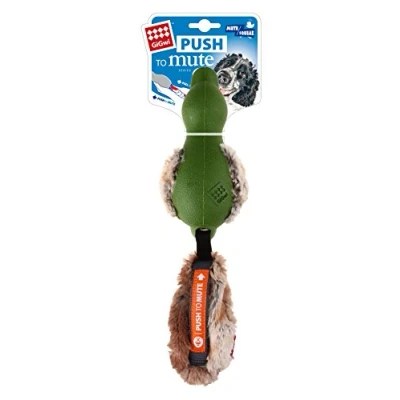 Imagen de GiGwi Juguete de Perro Goma con Forma Pato Push To Mute, silencioso y chirriante, Interactivo Cola Felpa, Color Verde