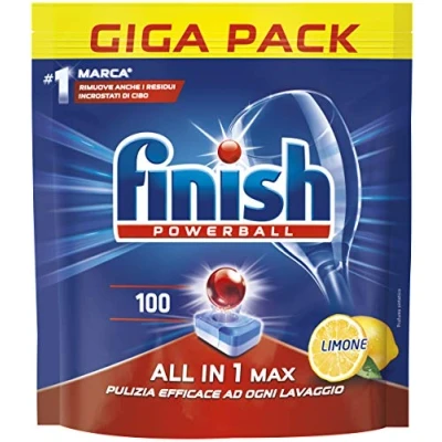 Imagen de Finish Todo en Uno Limón Detergente pastillas para lavavajillas 100