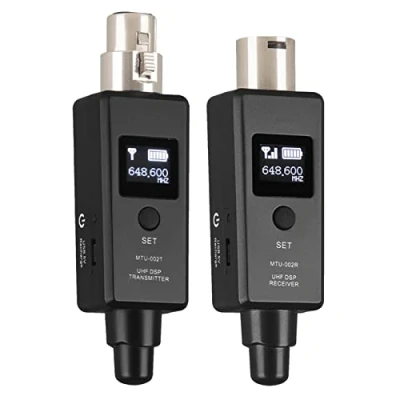 Imagen de Transmisor y receptor para micrófono inalámbrico, recargable adaptador de dinámico, mezclador audio, PA, cámara