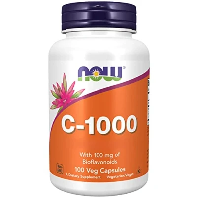 Imagen de Now Foods, C 1000, Vitamina C, 1000mg, Ácido L Ascórbico, 100 Cápsulas veganas, Testado en Laboratorio, Sin Gluten, Vegetarianas, Soja, OGM