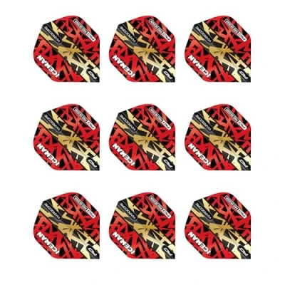 Imagen de RED DRAGON Hardcore Gerwyn Price Rojo y Oro Premium Vuelos estándar de dardos 3 Conjuntos por Paquete (9 en total)