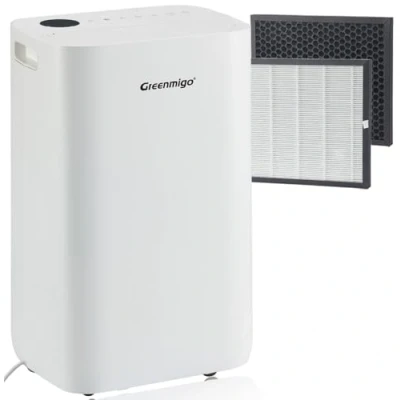 Imagen de Greenmigo Deshumidificador 25L/día WiFi con App,Secar la Ropa y a Purificar el Aire Filtro HEPA Carbón Activo,Drenaje Continuo,Modo Automática,Temporizador,Elimina Humedad Condensación