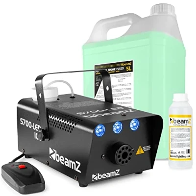 Imagen de BeamZ S700 LED &#039;ICE&#039; Máquina de humo para fiestas con efecto hielo, 700 W, incluye más 5 litros líquido y 250 ml liquido limpieza pack completo, fiestas, DJs, bodas, eventos