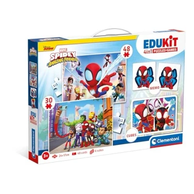 Imagen de Clementoni Edukit 4 En 1 Marvel Spidey Juego Educativo Incluye Un Puzzle Infantil De 30 Piezas Y Uno 48 Piezas, Memoria 6 Cubos, Juguete 3 5 Años, Made In Italy, 18295