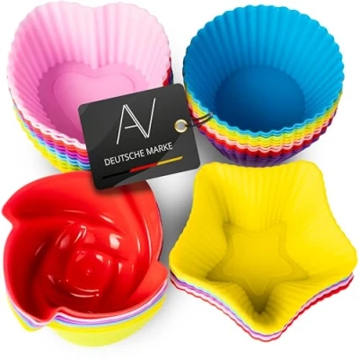 Imagen de AVANA Moldes reutilizables para magdalenas de silicona respetuosos con el medio ambiente 8 colores 36 unidades