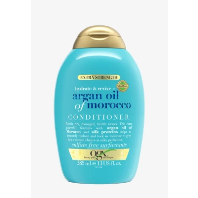 Imagen de OGX Acondicionador Hidratante sin Sulfatos para Pelo Dañado, Aceite de Argan Marruecos, Extra Strength, 385 ml