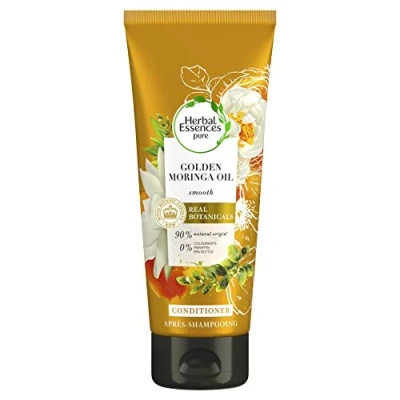 Imagen de Herbal Essences Acondicionador Puro Aceite de Moringa Dorada Suavizante, 90% ingredientes origen natural, sin parabenos, colorantes, siliconas, parafina, lote 200 ml x 3