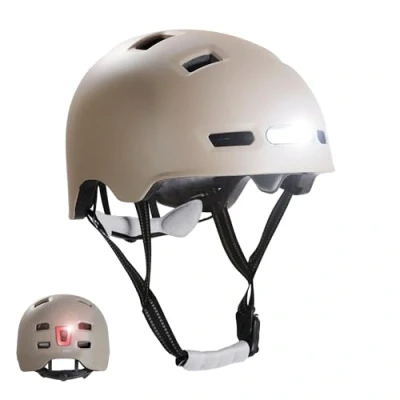 Imagen de Casco de Bicicleta Arena Mate Crazy Safety con Luz Delantera y Trasera USB Bici Ciudad para Hombres Mujeres, Urbano Patinete, Skate, Patines Bicis BMX Talla L(57 61cm)