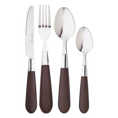 Imagen de RENBERG BRINNY BROWN Set 24PC Cubertería Acero Inoxidable Elegante Mango Marrón Resistente y Duradero Diseño Sofisticado Lavado a Mano Recomendado