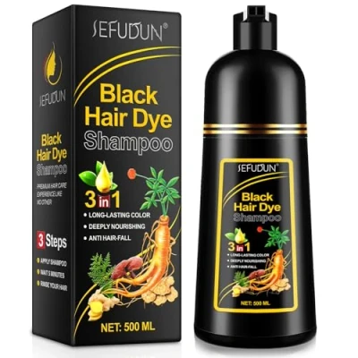 Imagen de champú para teñir el cabello negro, instantáneo, cabello, en minutos, natural y duradero hombres&amp;mujeres,500 ml