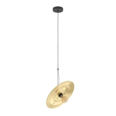 Imagen de Eglo Lintmill lámpara colgante, ideal para colocar encima de la mesa del comedor vintage, colgante metal negro y dorado, con casquillo E27, diámetro 40 cm
