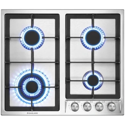 Imagen de GASLAND GH60SF Placa de Cocina Gas Butano, Integrado Encimera 4 Fogones, Encastrable, Natural/Butano, llamas 8000W, Acero Inoxidable