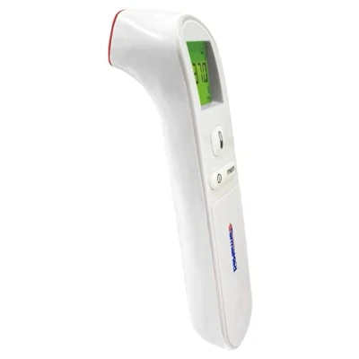 Imagen de FARMAMED Termómetro infrarrojo sin contacto, de frente, Pantalla LED retroiluminada 3 colores, indicado para bebés, niños y adultos