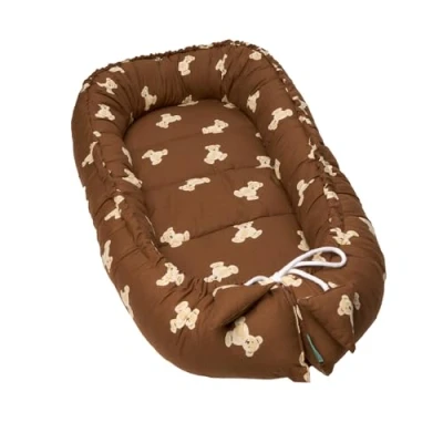 Imagen de molis&amp;co. Nido de Bebé 90 x 50 cm. Reductor Cuna o Colecho para Bebe. Algodón. Portátil Viaje recién Nacido. Oeko Tex 100. (Teddy Mocca)