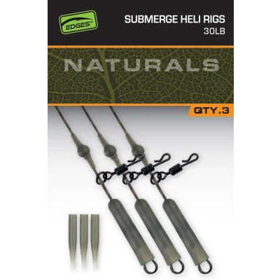 Imagen de Fox Naturals Submerged Heli Rig Líder (3 piezas) 30lb Bajo de línea carpfishing