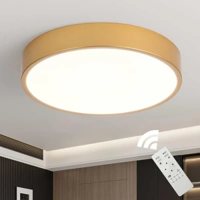 Imagen de Schindora Oro Plafon LED Techo,Ø50Cm Metal 39W Lampara Techo Control De Luz Ajustable Cocina Circular Lamparas Salon Para Habitacion Dormitorio Comedor