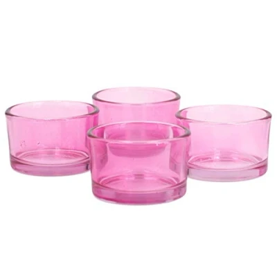Imagen de Creativery Juego de 4 portavelas pequeños cristal, 51 x 33 mm, color rosa 148
