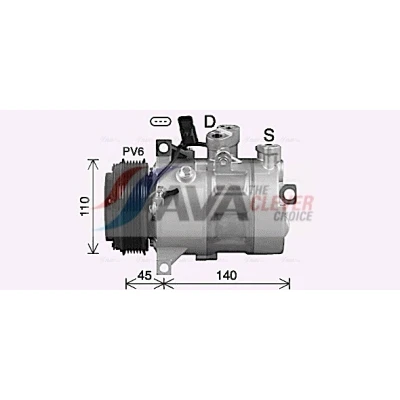 Imagen de AVA COOLING SYSTEMS MSAK747 compresor de Aire Acondicionado PXC14 12V PAG 46 R134a con aceite PAG, acoplamiento magnético, sin diodo