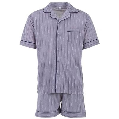 Imagen de Lucky Pijama corto para hombre, manga corta, verano, con botones, talla M XXL, gris,