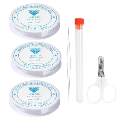 Imagen de Hilo Elastico para Pulseras, 3 Rollos Pulseras Transparente, 0.5mm, 0.8mm, 1.0mm Nylon Invisible, Cuerda Elastica Collar, DIY Manualidades