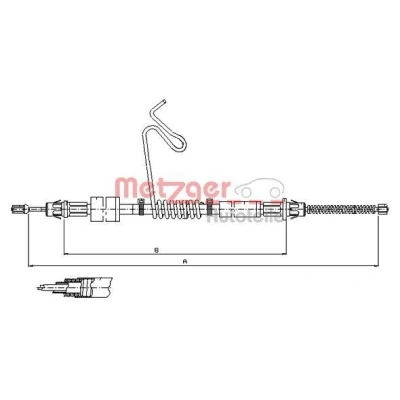 Imagen de METZGER 11.5669 Cable de Freno Mano Atrás izquierda 1547/1255 Tambor COFLE FORD: Transit Mk5 Furgón, Mk6 Bus