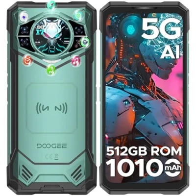 Imagen de DOOGEE S200 X Telefono Movil Resistente 5G, 32GB RAM+512GB ROM(2TB) DDR5,10100mAh,100MP+20MP Visión Nocturn 6.72FHD+120Hz Irrompible Android 14 Pantalla Trasera AMOLED de 1,32/WIFI6/Huella/NFC