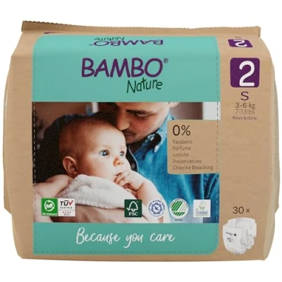 Imagen de Bambo Nature Pañales de bebé (talla 2, S, 3 6 kg) 30 piezas