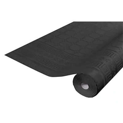 Imagen de Pro Nappe Ref R480634I Mantel de Papel Damasco desechable en Rollo 6 M Largo X 1,20 Ancho Color Negro con Estampado Universal Chic y clásico Caja 12 Rollos