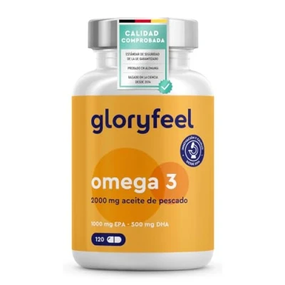 Imagen de Omega 3 Cápsulas 2000mg alta potencia 1000mg EPA + 500mg DHA Triglicéridos reesterificados Aceite de pescado biodisponibilidad Soporte para el colesterol, cerebro y corazón*