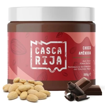 Imagen de CASCA RIJA: Crema de Almendras con Chocolate Negro 500g 89,8% Tostadas + 10% 0,01% Canela Molida Jengibre en Polvo 100% Cremosa Sin Trozos Almendras, Vegan
