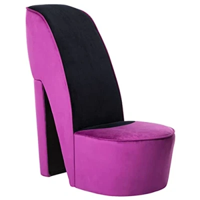 Imagen de vidaXL Sillón con Forma Zapato Tacón Terciopelo Mobiliario Decoración Estructura Robusta Duradera Elegante Tapizado Suave Cómodo Estabilidad Morado