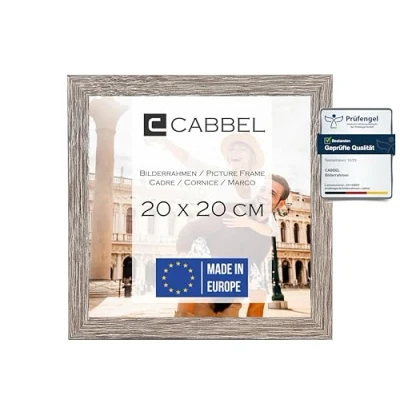 Imagen de CABBEL marco 20x20 cm, Roble Oscuro, de madera MDF resistente, plexiglás inastillable, para colgar y pie, ideal fotos / imágenes collage