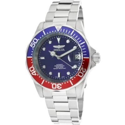 Imagen de Invicta Pro Diver Reloj automático para hombre de acero inoxidable, Plata / Azul Rojo, 40 mm