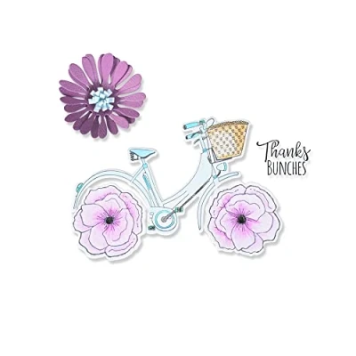 Imagen de Sizzix Framelits Die Set 4PK con Sellos Thankful Bicycle de Jen Long, 665322, Multicolor, Talla única