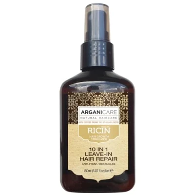 Imagen de Arganicare Gama Ricino SPRAY REPARADOR 10 EN 1 SIN ENROJADO Elimina las arrugas y previene puntas abiertas Efecto brillante Alta hidratación Todo tipo de cabello 400 ml
