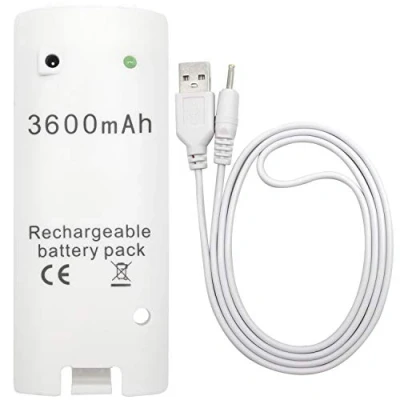 Imagen de OSTENT 3600mAh Batería Recargable Cable de Carga para Nintendo Wii Mando a Distancia Blanco