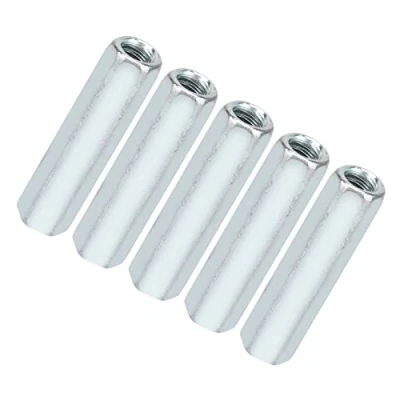 Imagen de M6 * 40 Tuerca hexagonal larga de acoplamiento barra Tornillos roscados unión tapa conexión acero al carbono galvanizado 5 piezas