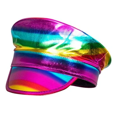 Imagen de Boland Cap Captain Rainbow 44737 Gorro de capitán arcoíris, holográfico, Desfile San Cristóbal para Fiestas, Carnaval, Multicolor, One Size (44737)
