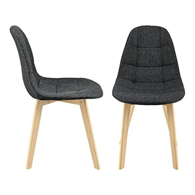 Imagen de [en.casa] Set de 2 Sillas Diseño Kopparberg 86 x 53 47 cm Comedor Cocina Salón Asiento Tapizado Cómodo para Oficina Patas Haya Negro
