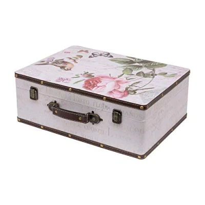 Imagen de HMF VKO102 Maleta Vintage de Madera 44 x 32 16 cm Grande Rose