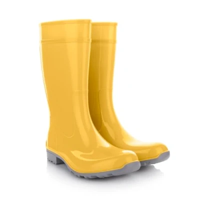 Imagen de LEMIGO Botas de Goma para Mujer Lluvia Altas Impermeables Zapatos Jardín 967 Ilse (Amarillo Gris, Sistema tallas calzado EU, Adulto, Números, mediano, 42)